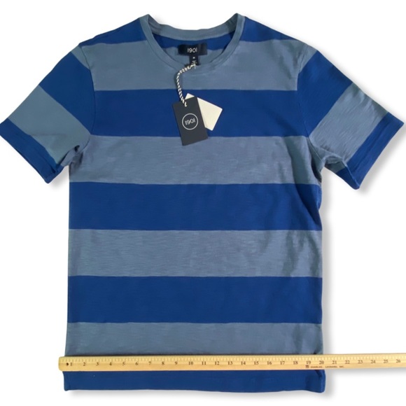 Short Sleeve Tee Shirt, Rugby Striped Crew Neck, 100% Cotten, 1901 by Nordstrom - Picture 6 of 9